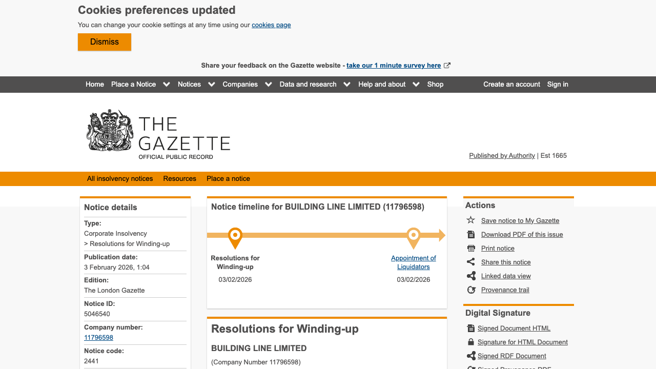 BUILDING LINE LIMITED website preview
