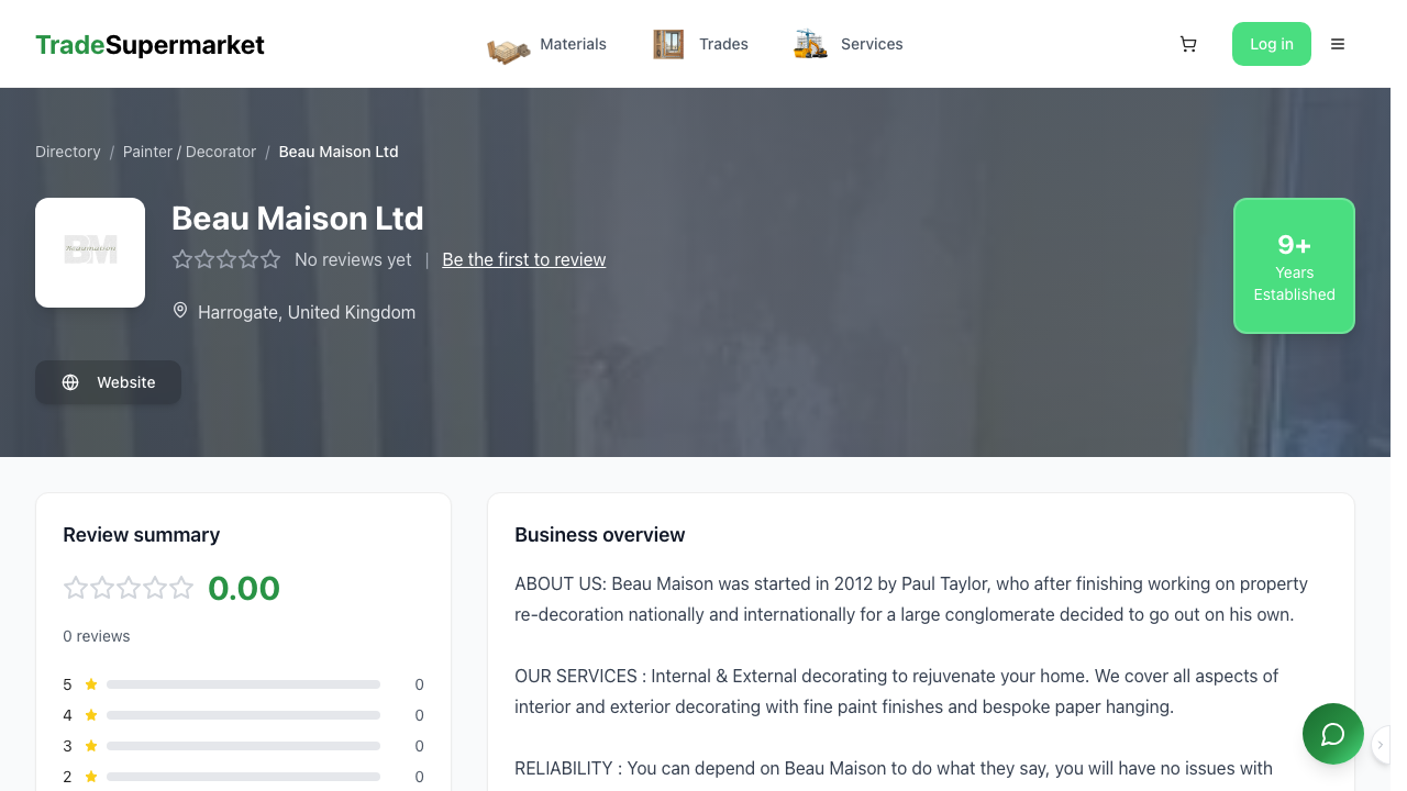 BEAU MAISON LTD website preview