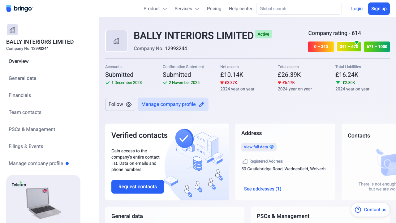 BALLY INTERIORS LIMITED website preview