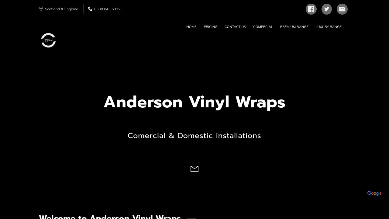ANDERSON VINYL WRAPS LTD website preview