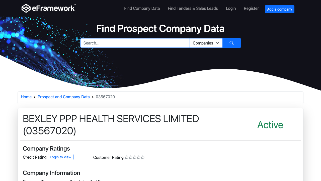 BEXLEY PPP HEALTH SERVICES LIMITED website preview