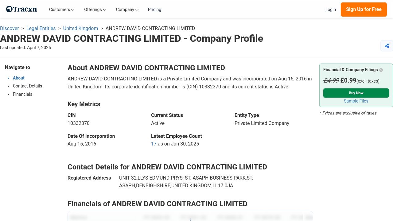 ANDREW DAVID CONTRACTING LIMITED website preview