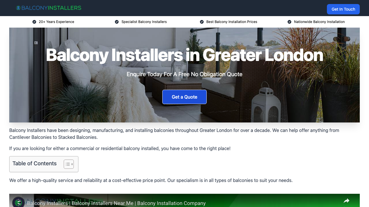 BALCONY INSTALLATIONS LTD website preview
