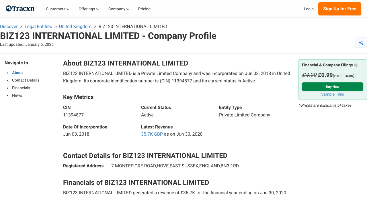 BIZ123 INTERNATIONAL LIMITED website preview
