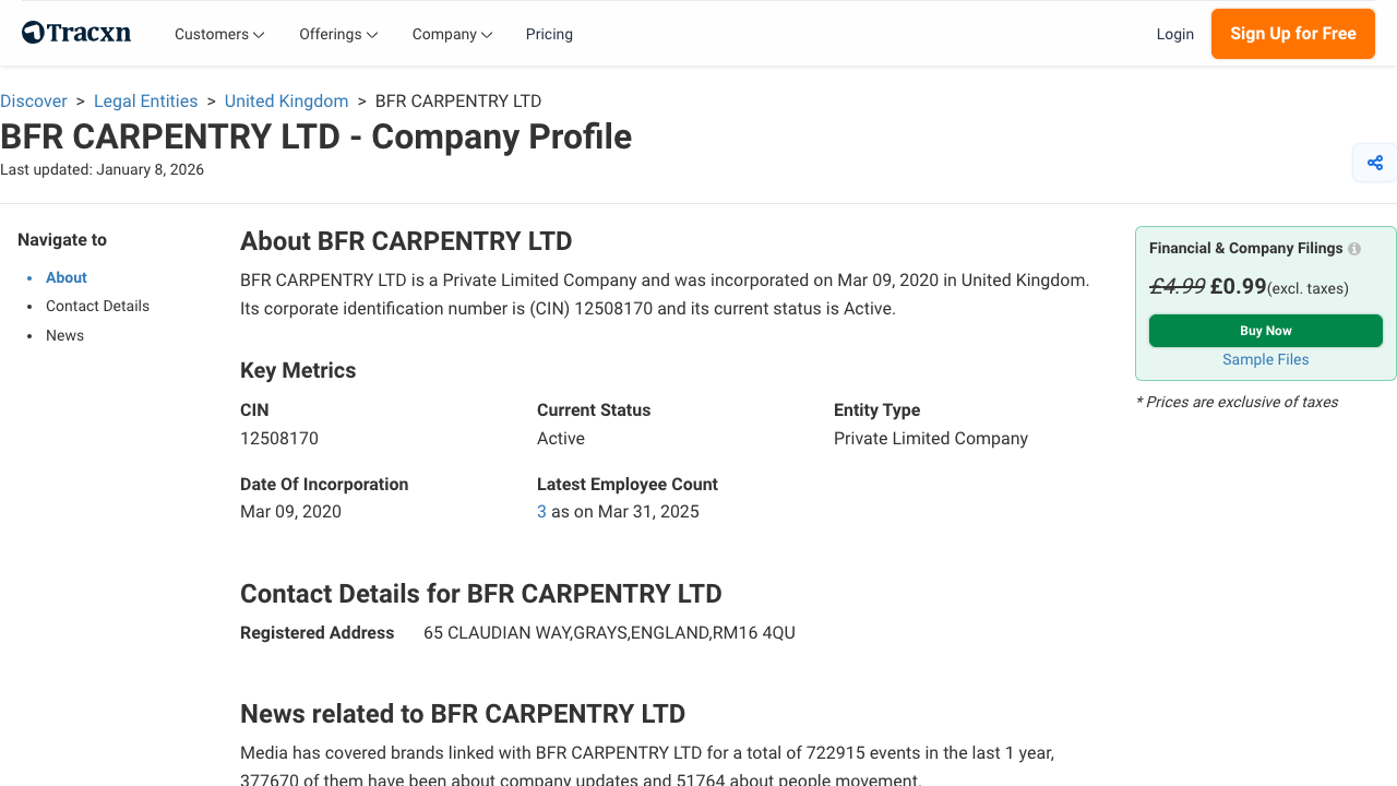 BFR CARPENTRY LTD website preview