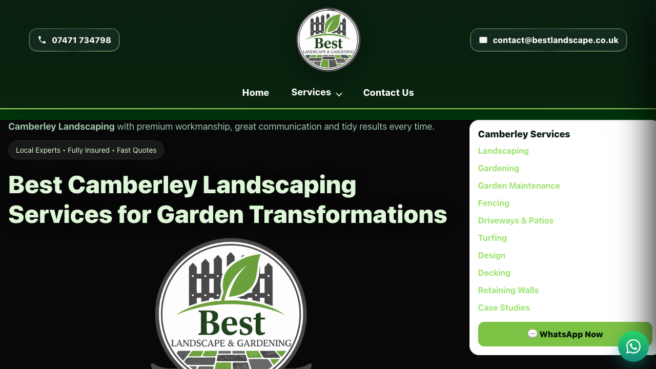 CAMBERLEY LANDSCAPING LIMITED website preview