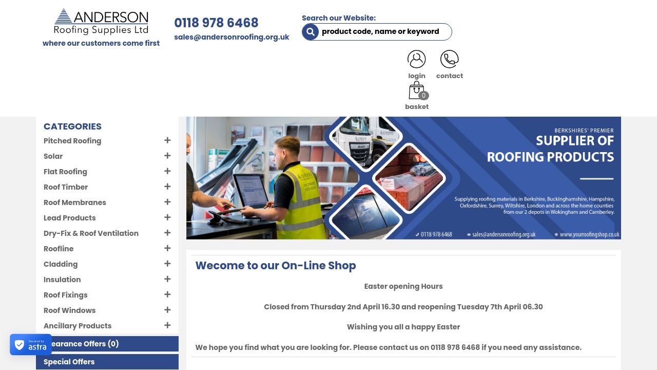 ANDERSON ROOFLINE LTD website preview