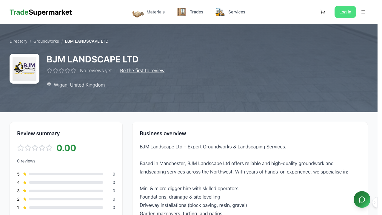 BJM LANDSCAPE LTD website preview