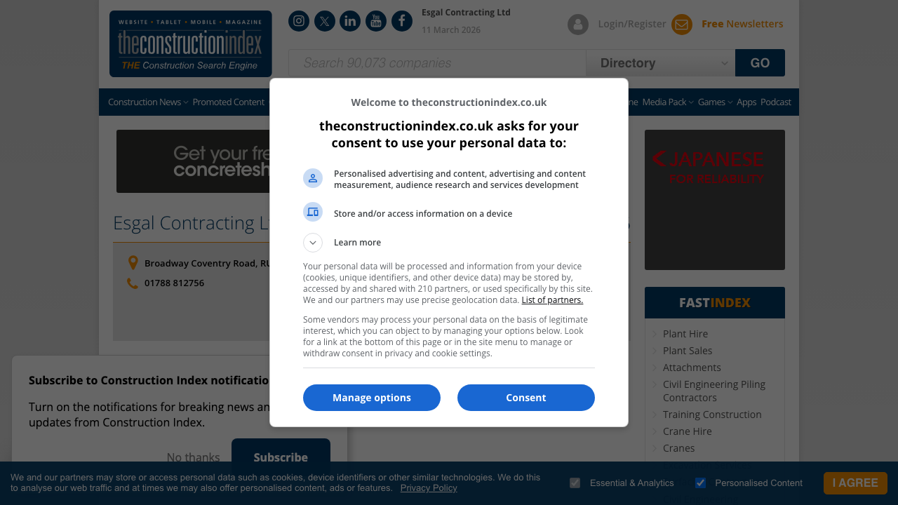 ESGAL CONTRACTING LTD website preview