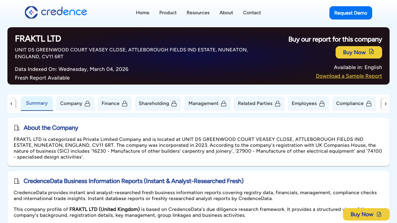 FRAKTL LTD website preview