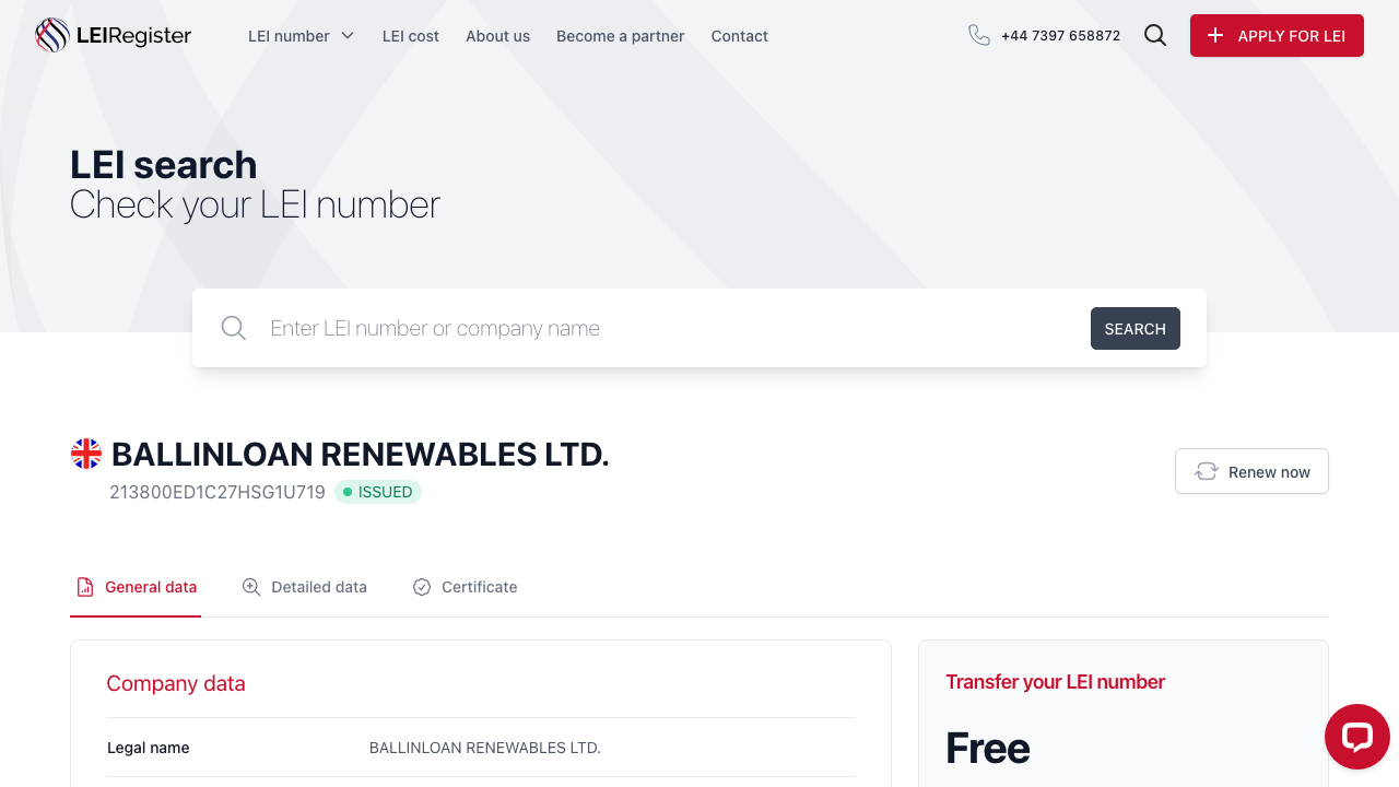 BALLINLOAN RENEWABLES LTD. website preview
