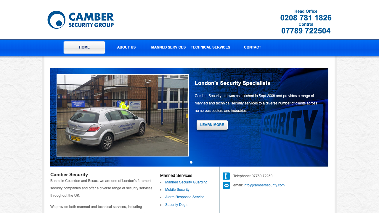 CAMBER SECURITY SYSTEMS LIMITED website preview