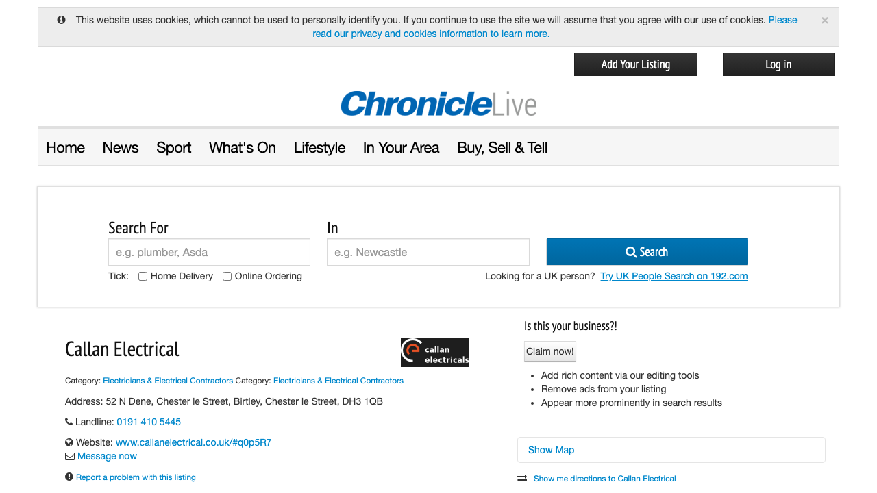 CALLAN ELECTRICALS LIMITED website preview