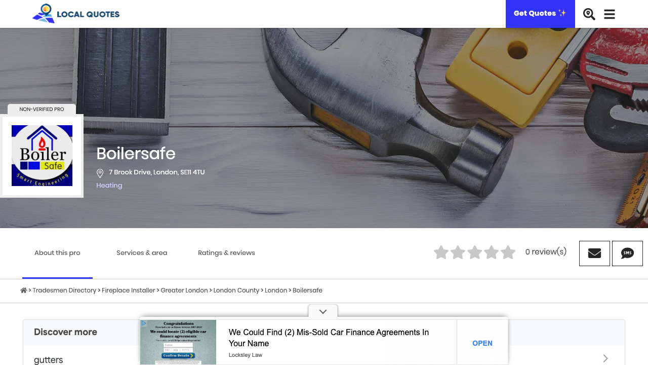 BOILERSAFE GAS SERVICES LIMITED website preview