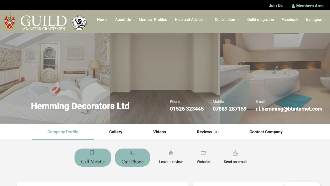 HEMMING DECORATORS LIMITED website preview