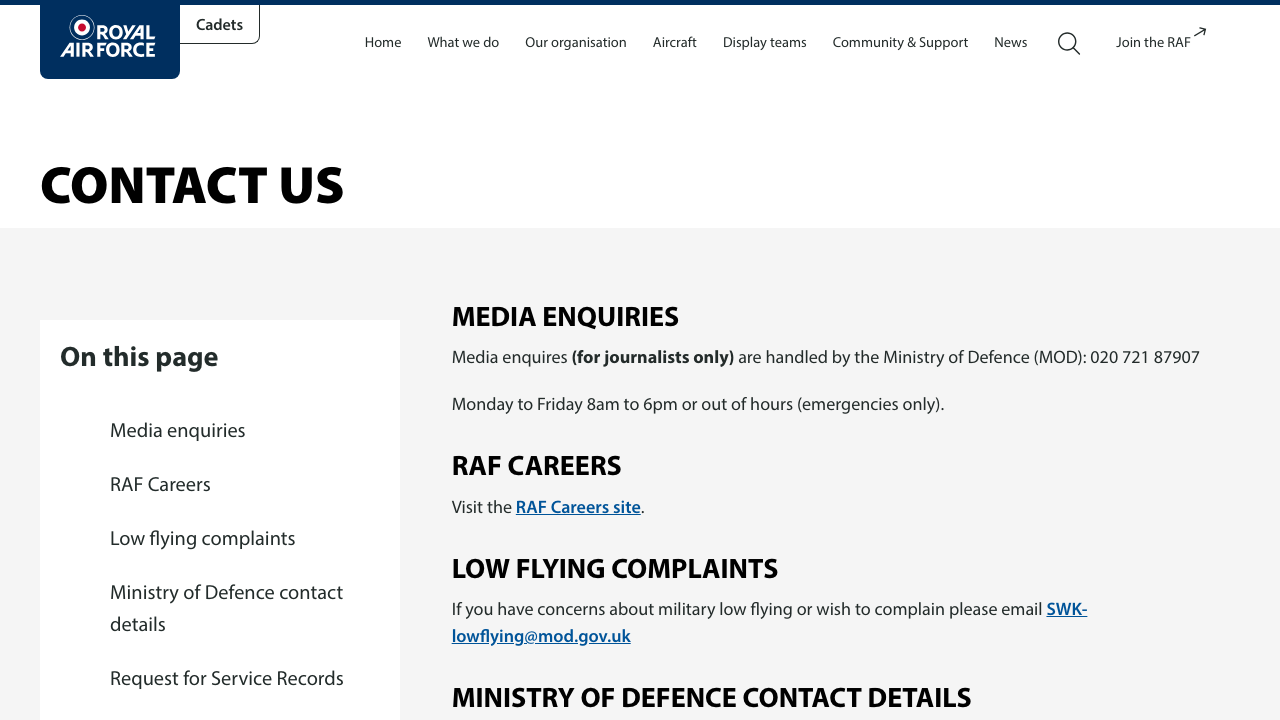 CALL RAF LTD website preview