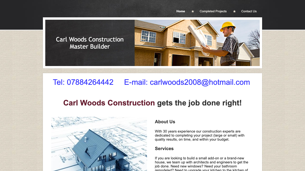 CARL WOODS CONSTRUCTION MASTER BUILDER LIMITED website preview