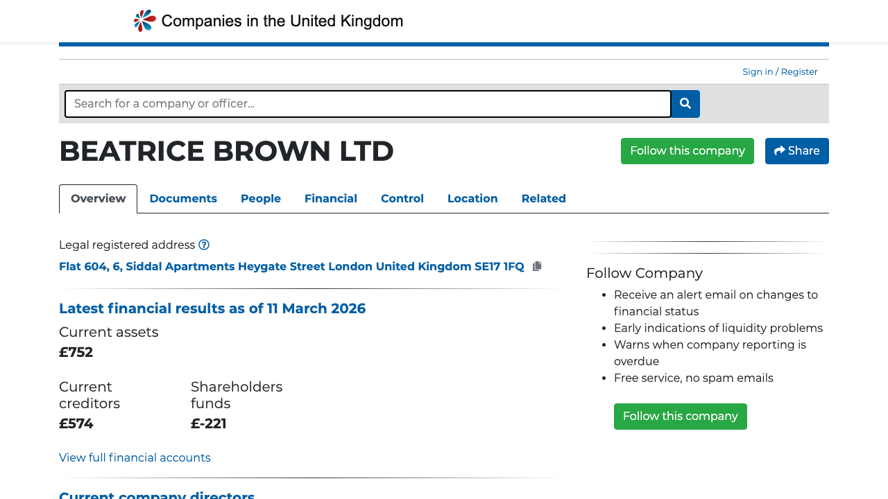 BEATRICE BROWN LTD website preview