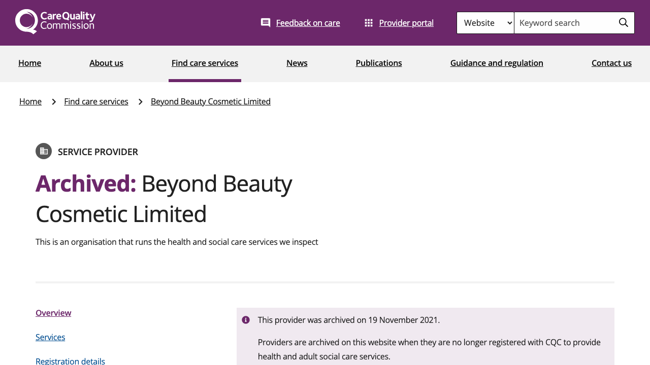 BEYOND BEAUTY HC LTD website preview