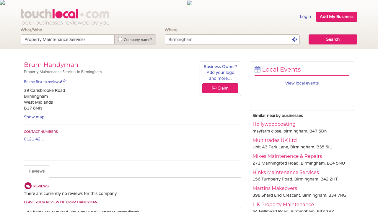 BRUM MAINTENANCE LTD website preview