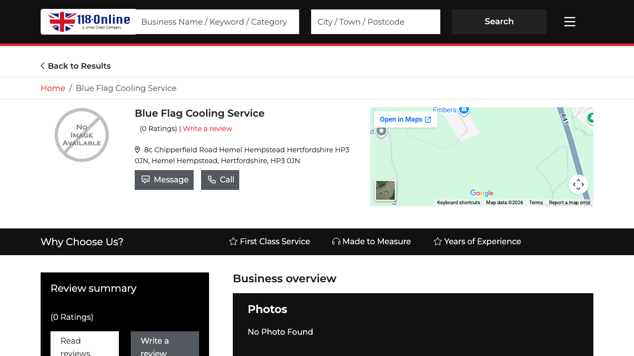 BLUE FLAG COOLING SERVICES LIMITED website preview