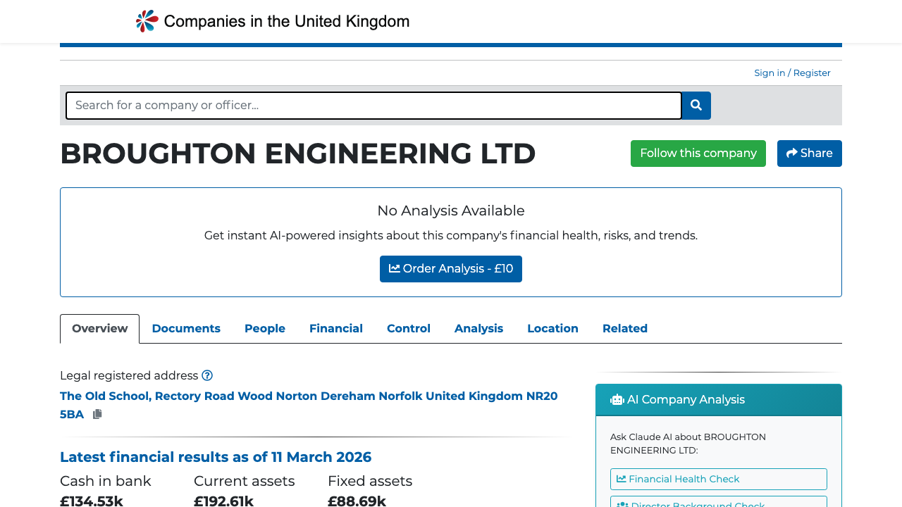 BROUGHTON ENGINEERING LTD website preview