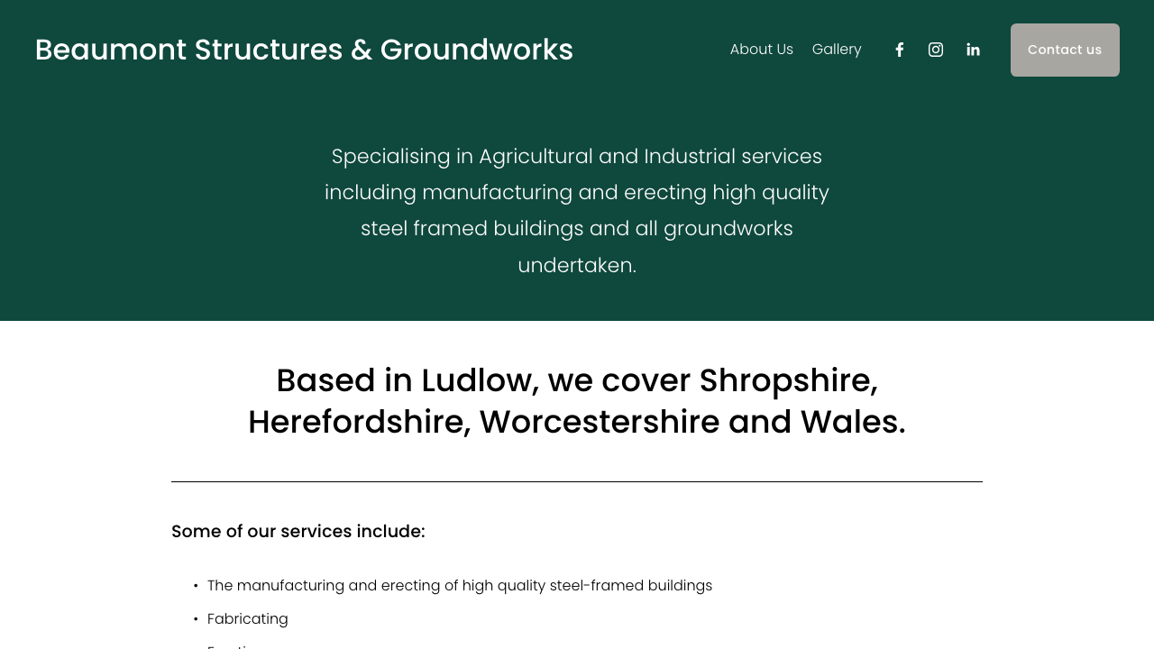 BEAUMONT STRUCTURES & GROUNDWORKS LTD website preview