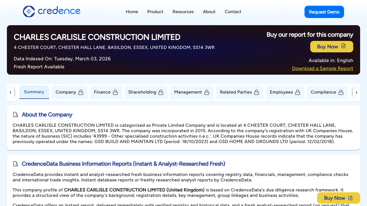 CHARLES CARLISLE CONSTRUCTION LIMITED website preview