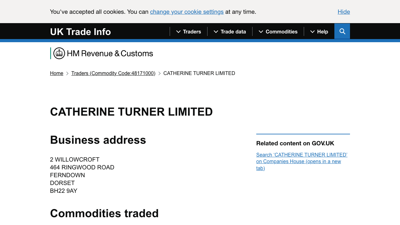 CATHERINE TURNER LIMITED website preview