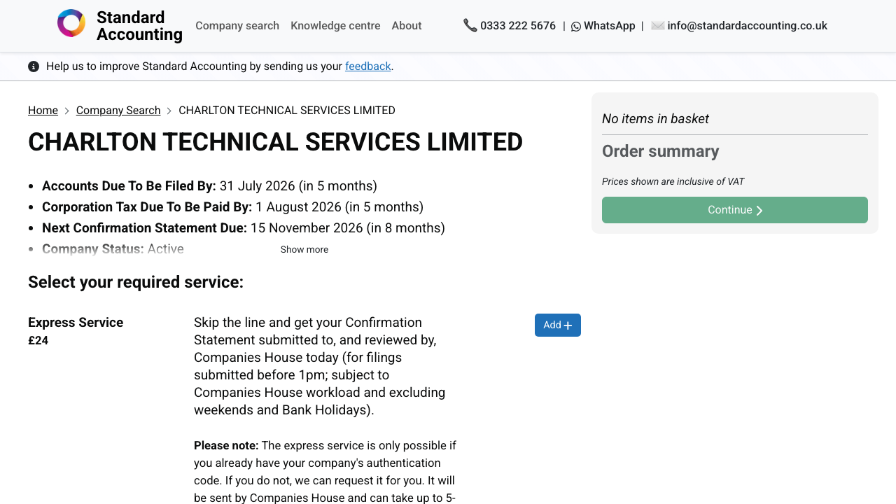 CHARLTON TECHNICAL SERVICES LIMITED website preview