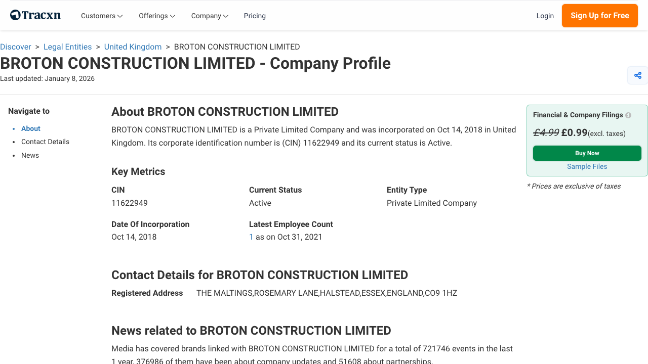 BROTON CONSTRUCTION LIMITED website preview