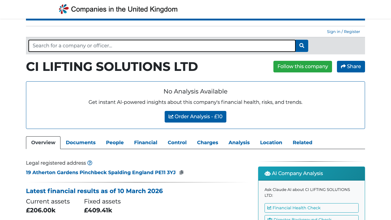 CI LIFTING SOLUTIONS LTD website preview