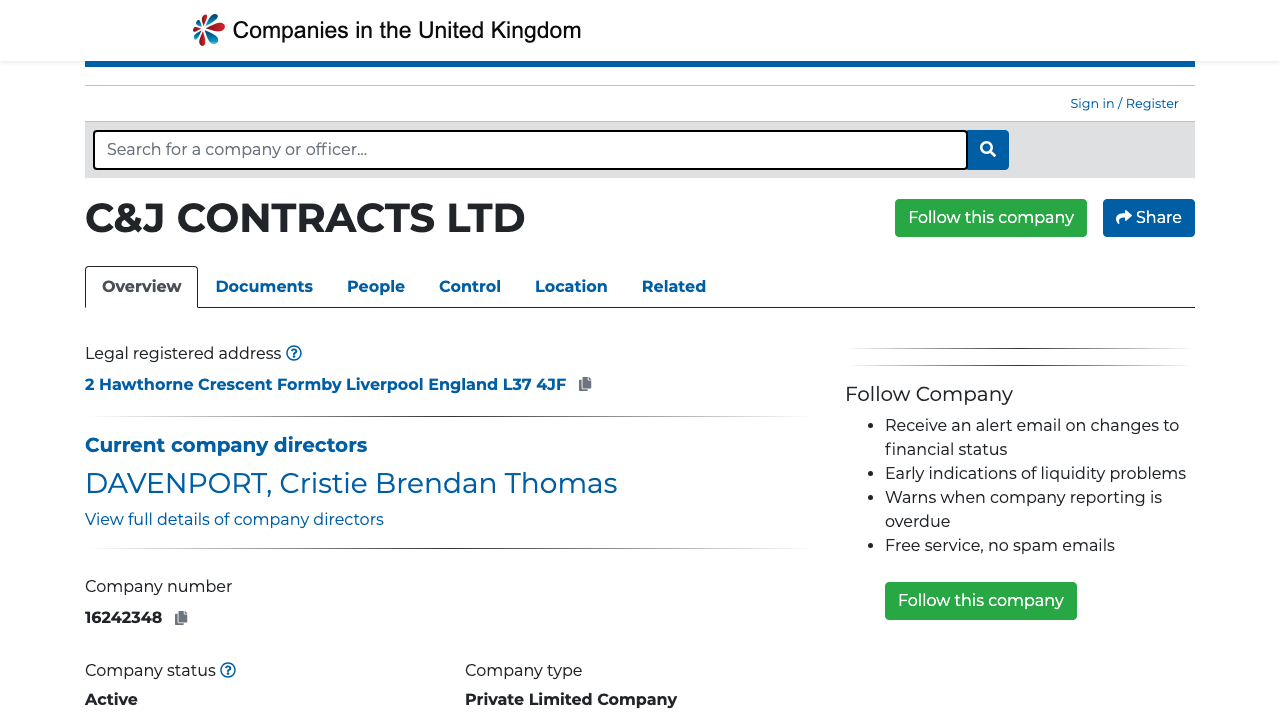 C&J CONTRACTS LTD website preview