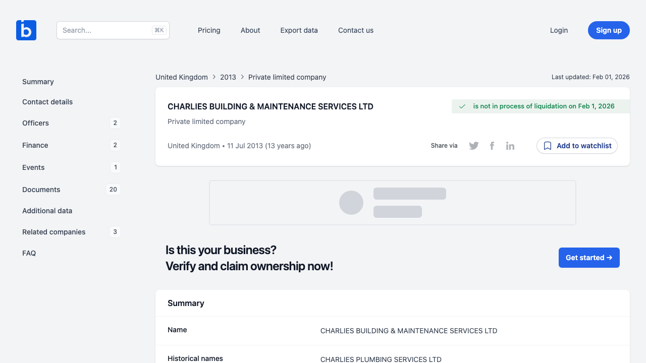 CHARLIES BUILDING & MAINTENANCE SERVICES LTD website preview