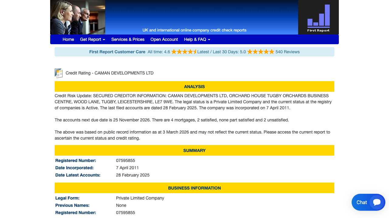CAMAN DEVELOPMENTS LTD website preview