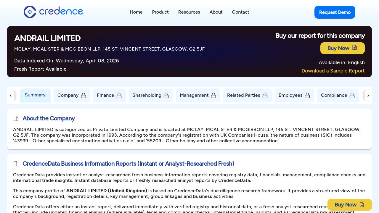 ANDRAIL LIMITED website preview