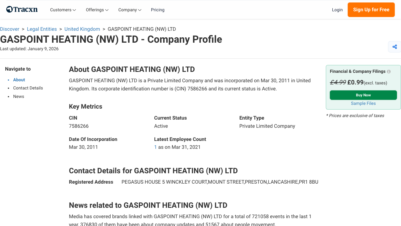 GASPOINT HEATING (NW) LTD website preview