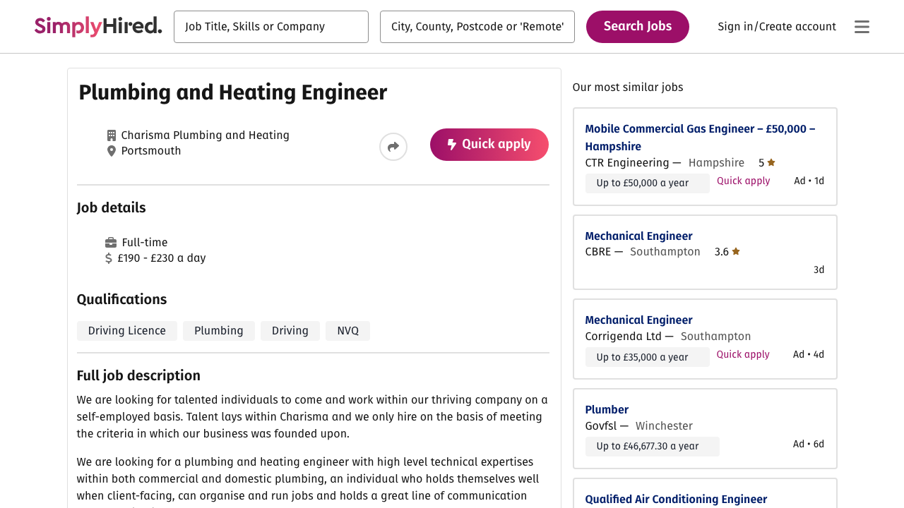 CHARISMA PLUMBING AND HEATING (SOUTH) LIMITED website preview