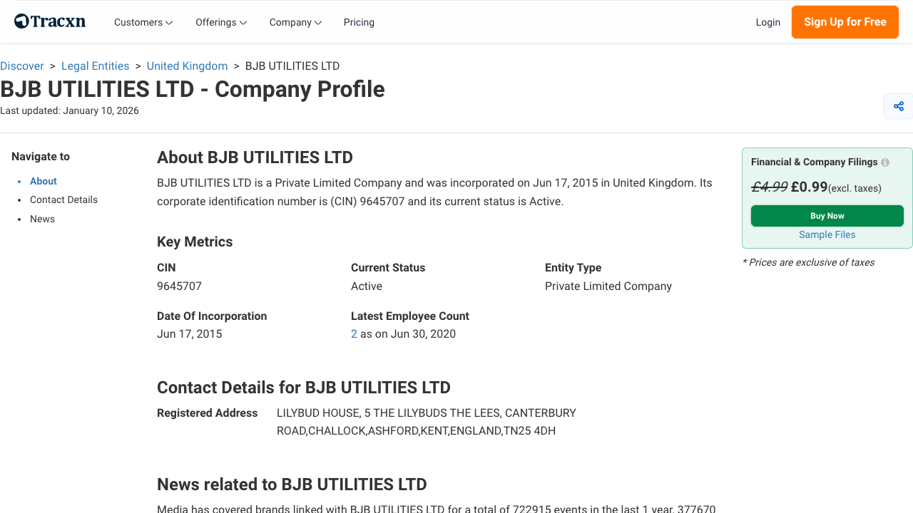 BJB UTILITIES LTD website preview