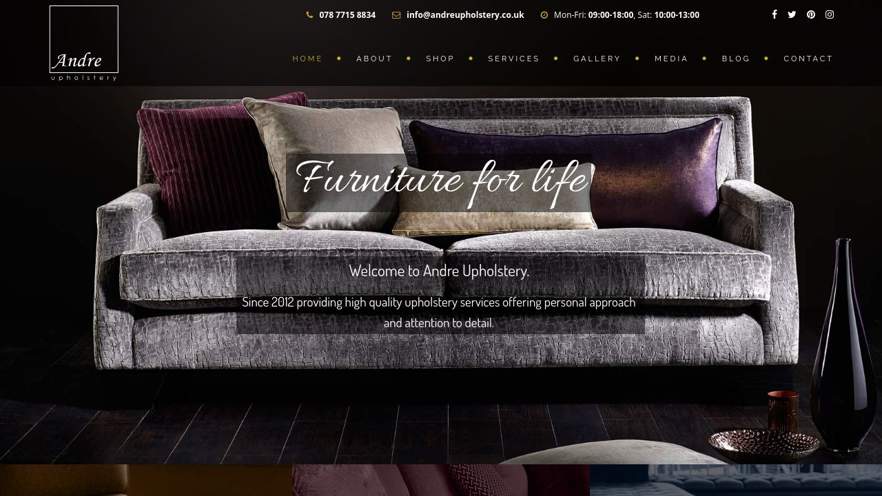 ANDRE UPHOLSTERY LIMITED website preview