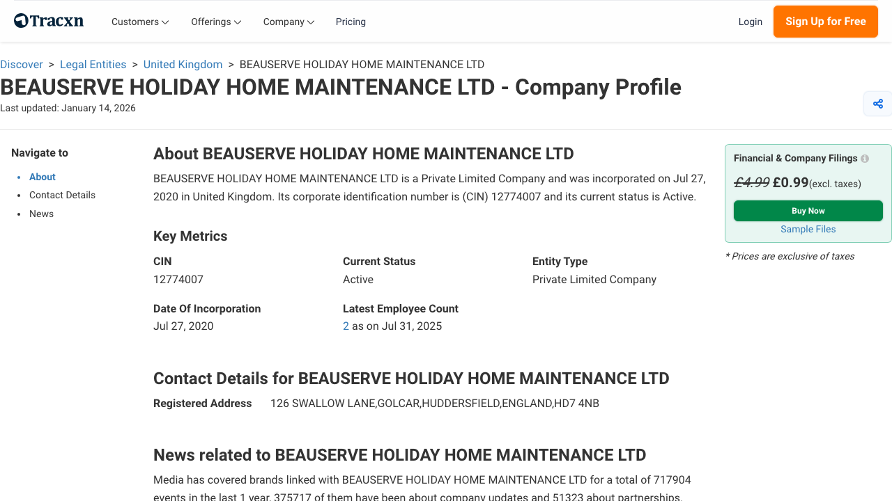 BEAUSERVE HOLIDAY HOME MAINTENANCE LTD website preview