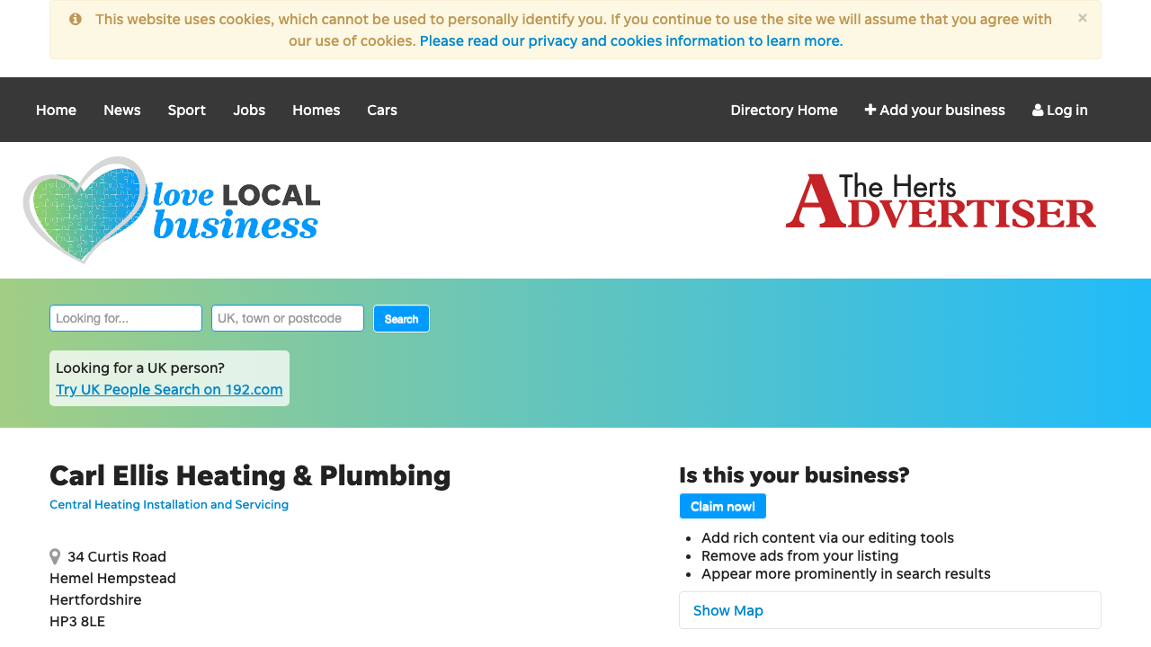 CARL ELLIS HEATING & PLUMBING LTD website preview