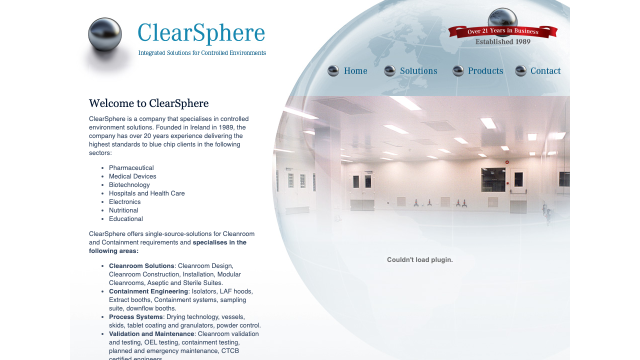 CLEARSPHERE PHARMA ENGINEERING LTD website preview