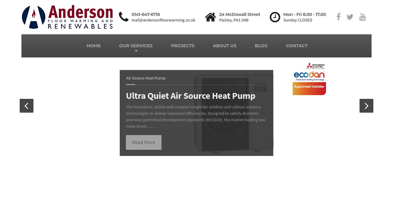 ANDERSON FLOOR WARMING LIMITED website preview