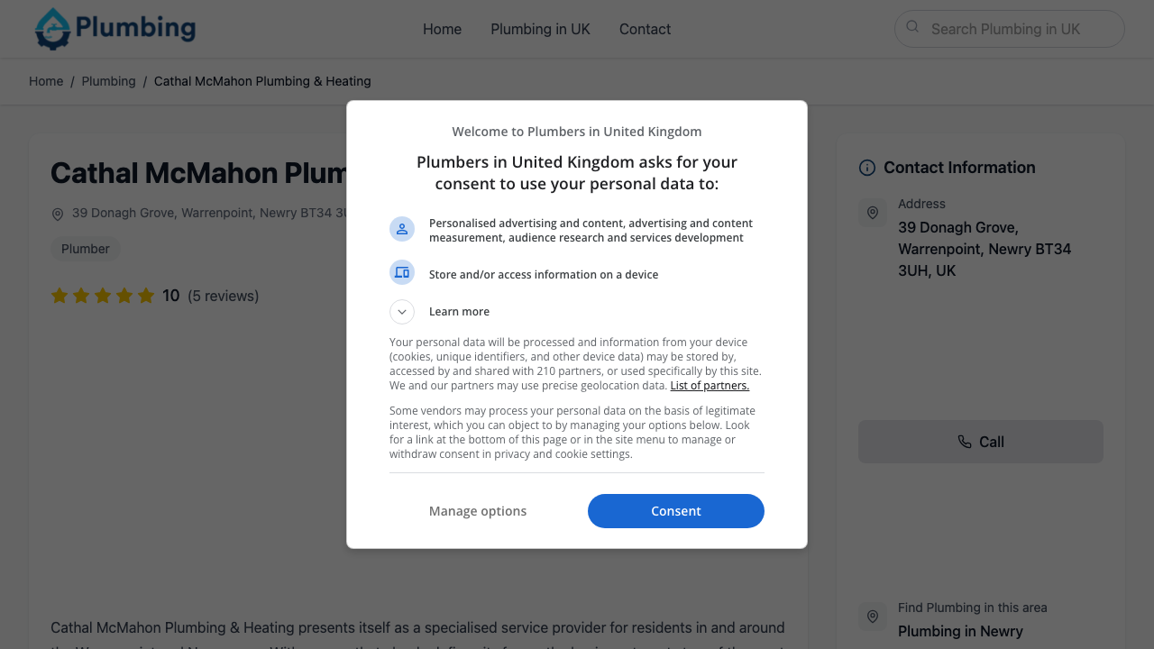 CATHAL MCMAHON PLUMBING & HEATING LTD website preview