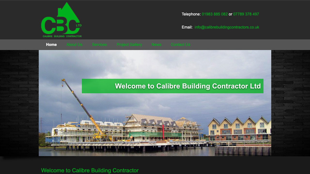 CALIBRE BUILDING CONTRACTOR LTD website preview