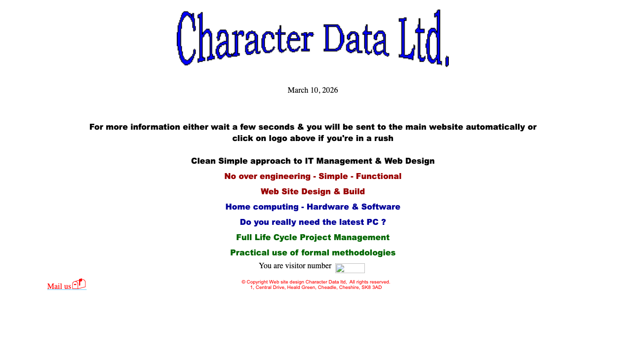 CHARACTER DATA LIMITED website preview