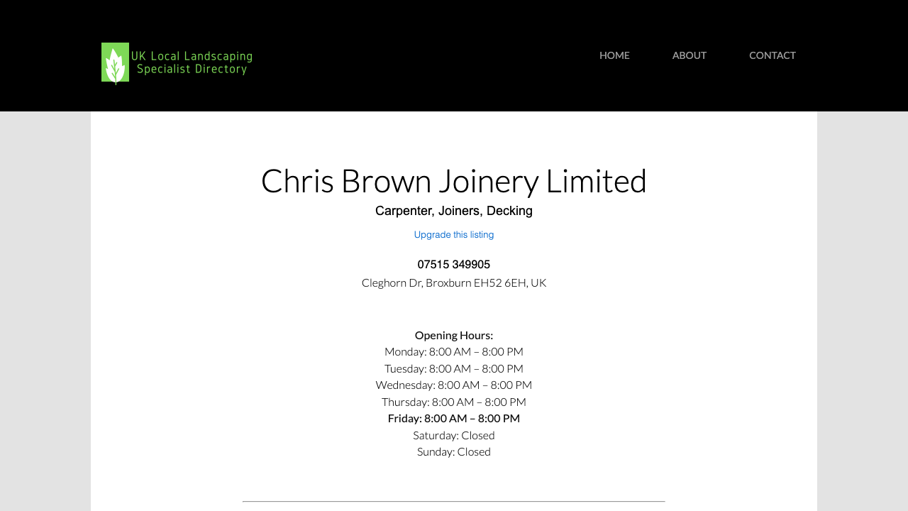 CHRIS BROWN JOINERY LIMITED website preview