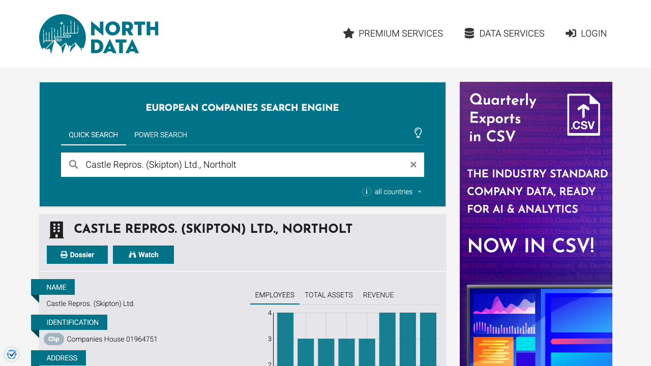 CASTLE REPROS. (SKIPTON) LIMITED website preview