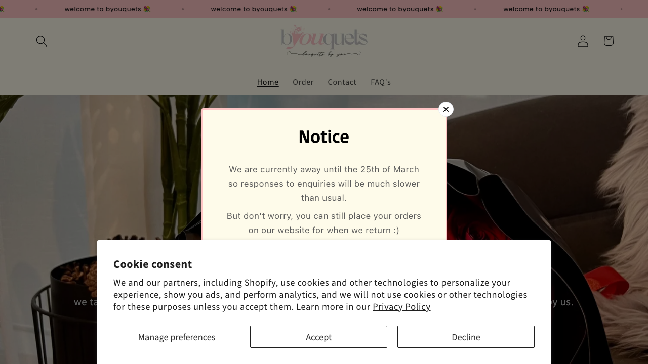 BYOUQUETS LTD website preview
